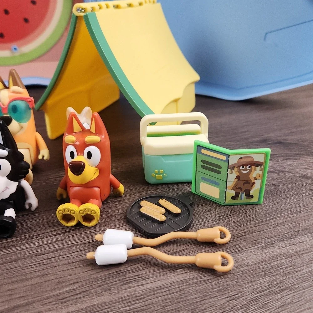 Bluey & Friends Camping Lot of 17 Jean Luc Mackenzie Winton Tent Caravan Case